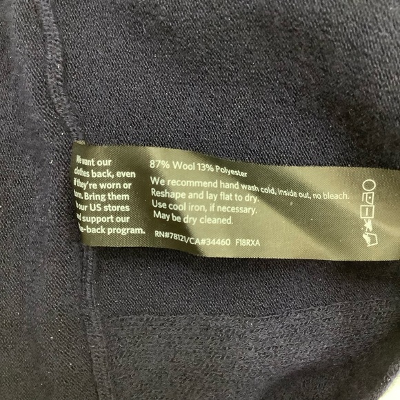 Eileen Fisher Wool Blend Oversized Knit Crew Sweater Navy - Picture 4 of 5